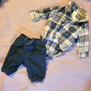 Carter's Plaid Onsie Bodysuit with Corduroy Pants